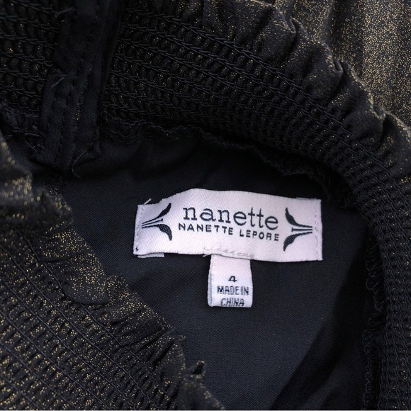 Nanette Lepore Black Gold Pleated Accordion Ruched Sleevelees Mock Neck Dress 4 - Picture 7 of 9